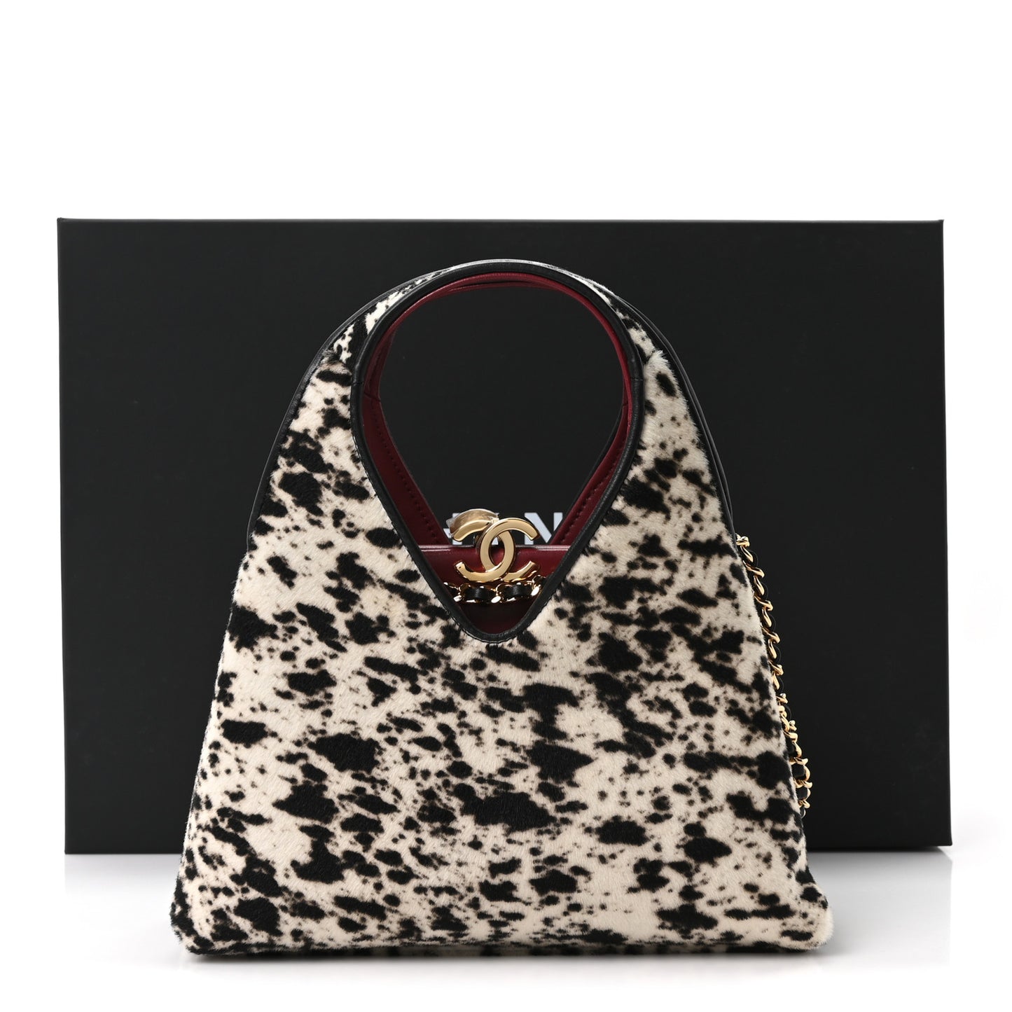 Pony Hair Printed Chic Lady Small Shopping Tote White Black