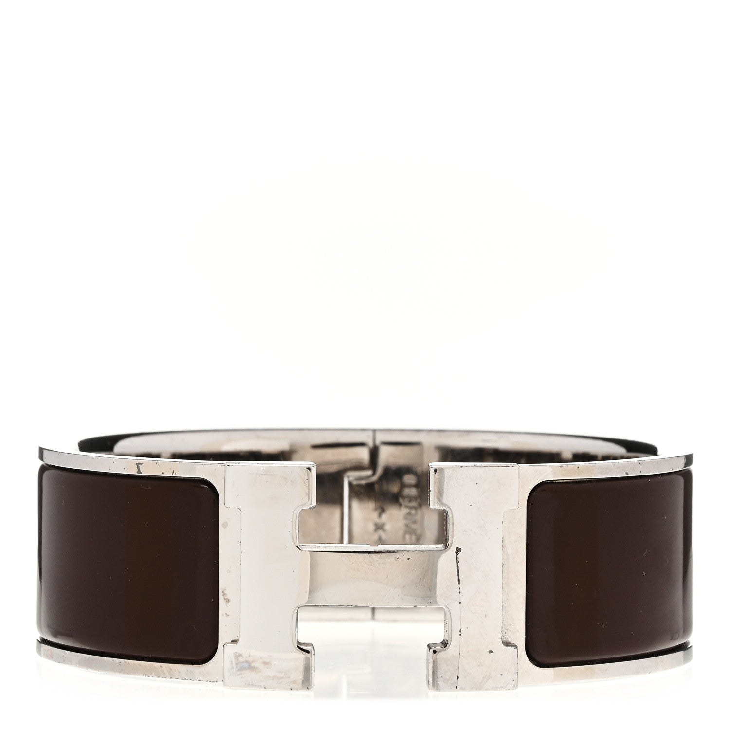 Hermes Enamel Wide Clic Clac H Bracelet GM Cachou 1 of 5