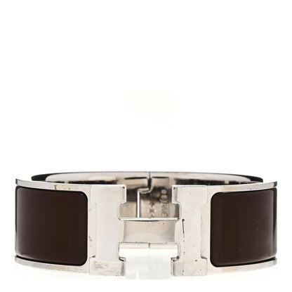 Hermes Enamel Wide Clic Clac H Bracelet GM Cachou 1 of 5