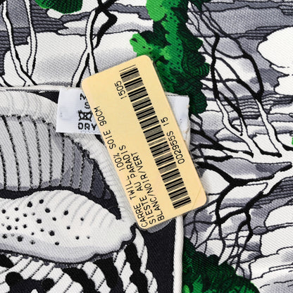 Hermes Silk Sieste Au Paradis Scarf 90 Black White Vert 5 of 5