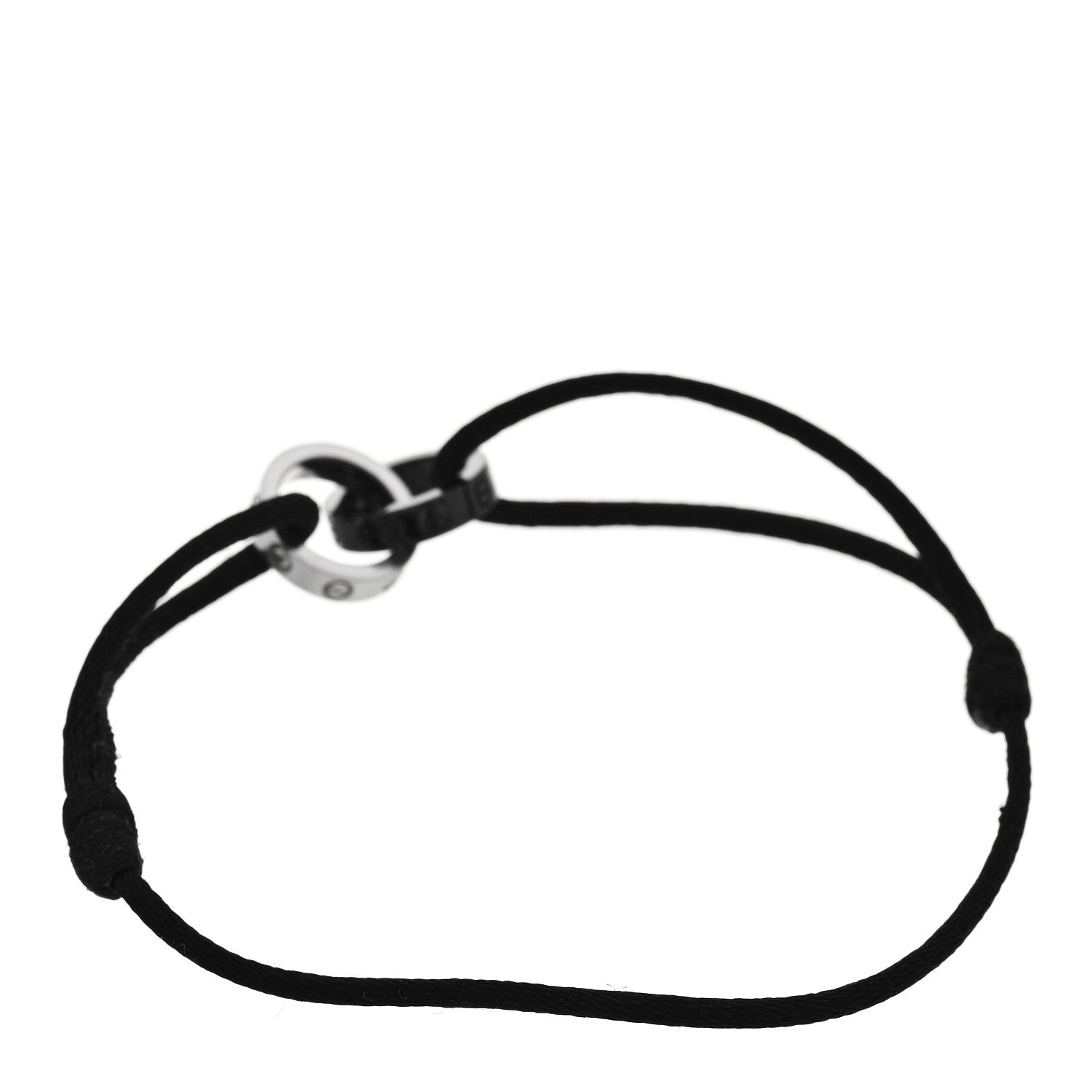 Cartier 18K White Gold Ceramic 4 Diamond LOVE Cord Bracelet Black 2 of 6