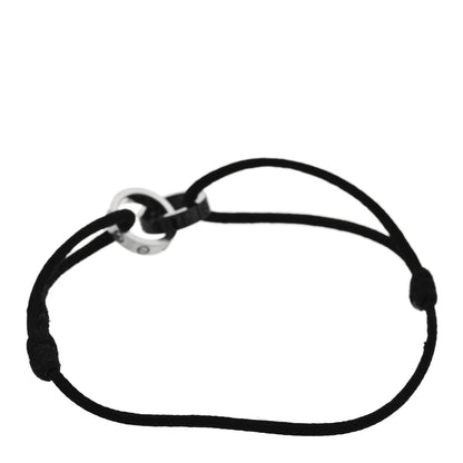 Cartier 18K White Gold Ceramic 4 Diamond LOVE Cord Bracelet Black 2 of 6