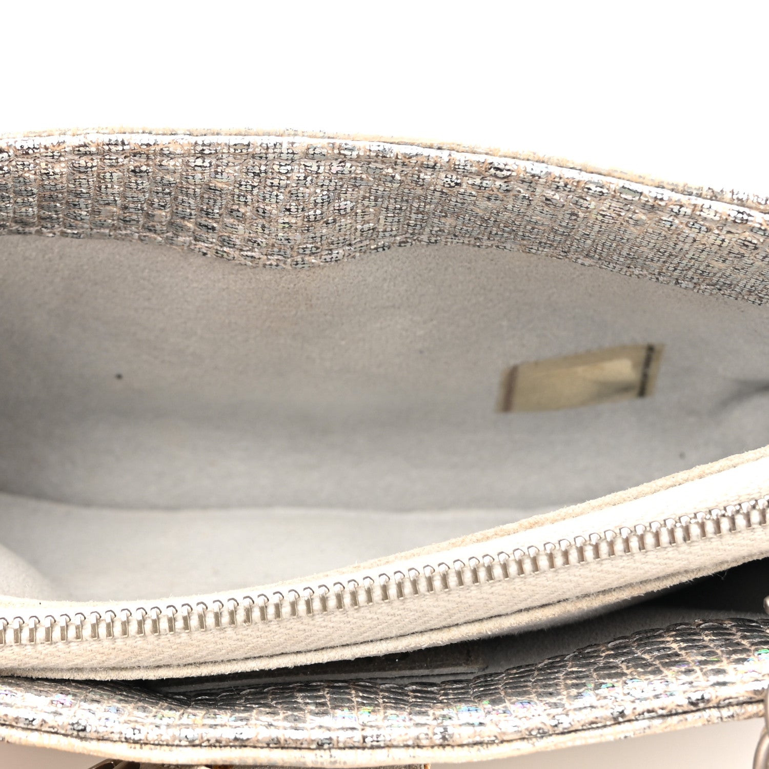 Chanel Iridescent Lizard Phone Holder Crossbody Silver 5 of 12