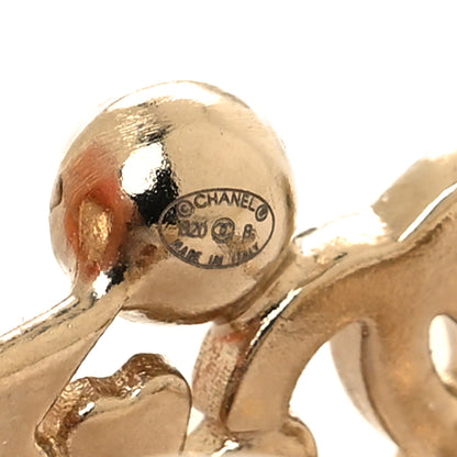 Chanel Crystal Pearl CC Star Clover Clip On Earrings Gold Pearly White 4 of 5