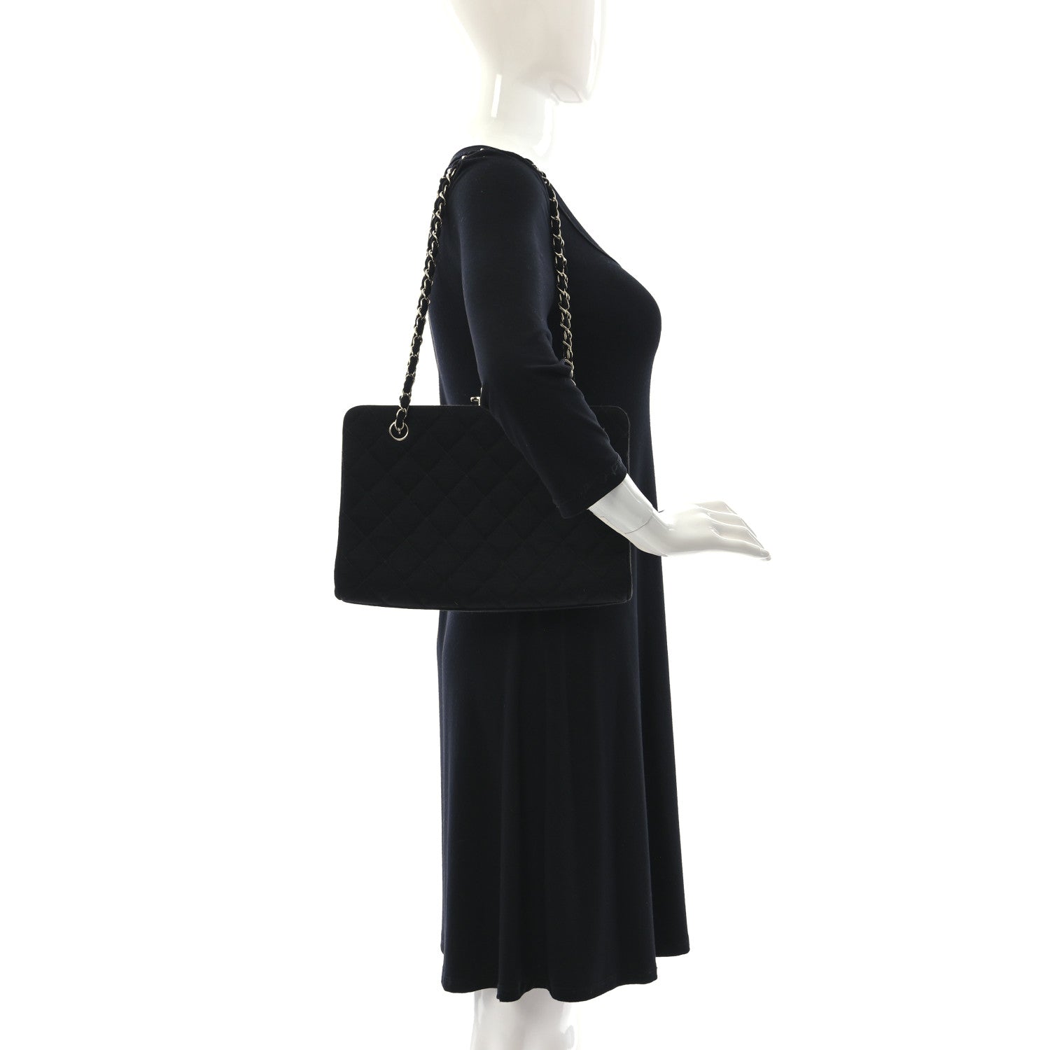 Chanel Jersey Quilted Kisslock Shoulder Bag Black 2 of 10