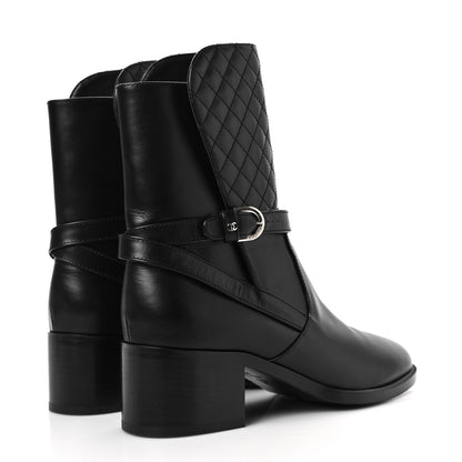 Chanel Calfskin Quilted CC Boots 40.5 Black 4 of 8