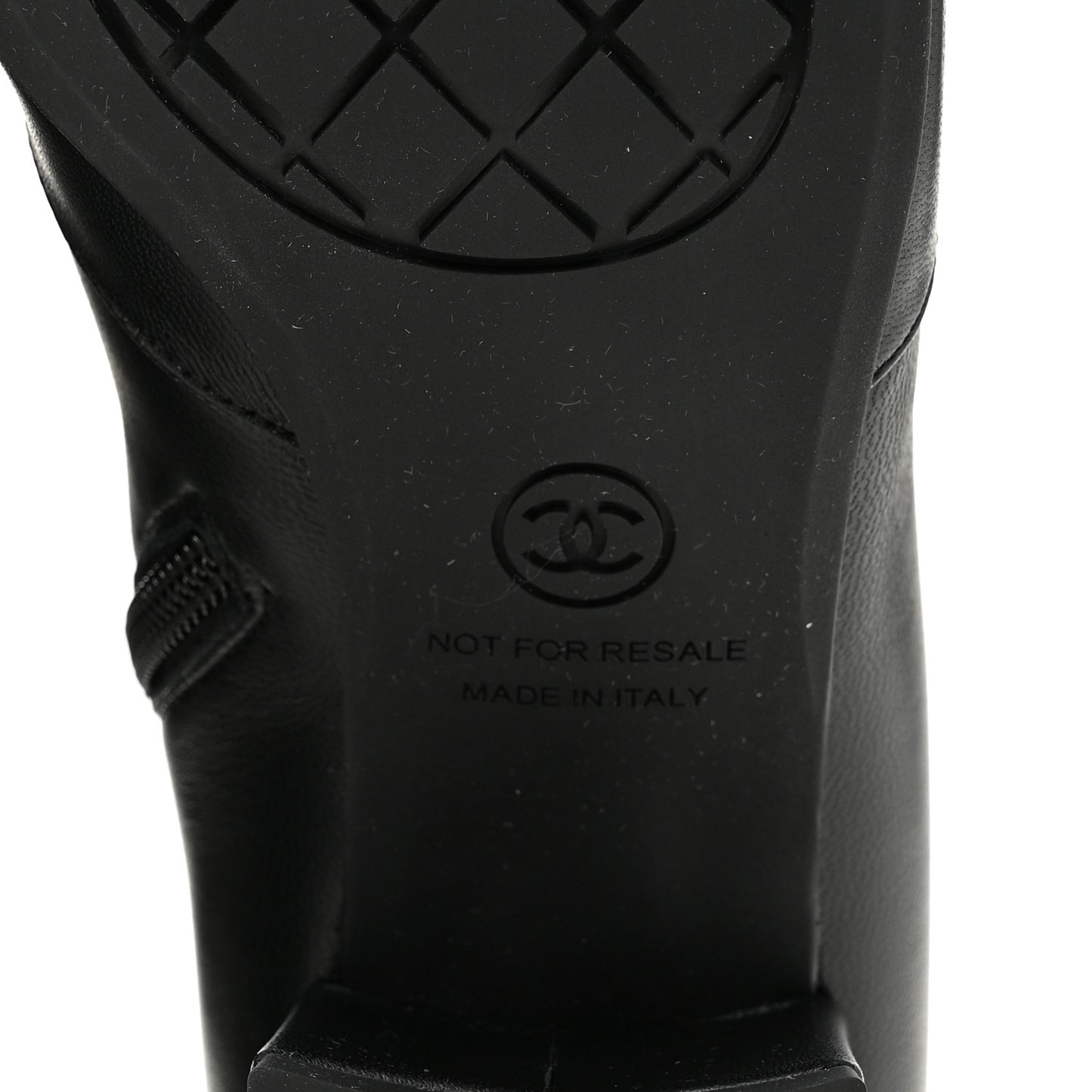 Stretch Lambskin Cap Toe CC Uniform Short Boots 36 Black