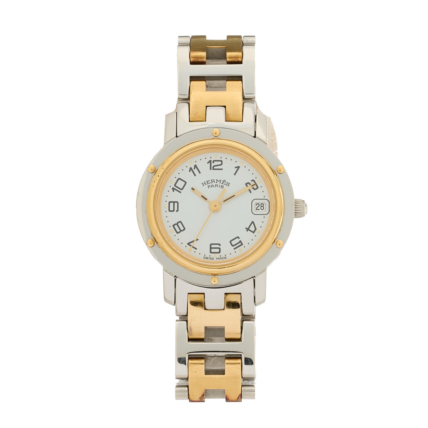 Hermes Stainless Steel 24mm Clipper Quartz Watch Gold 1 of 4