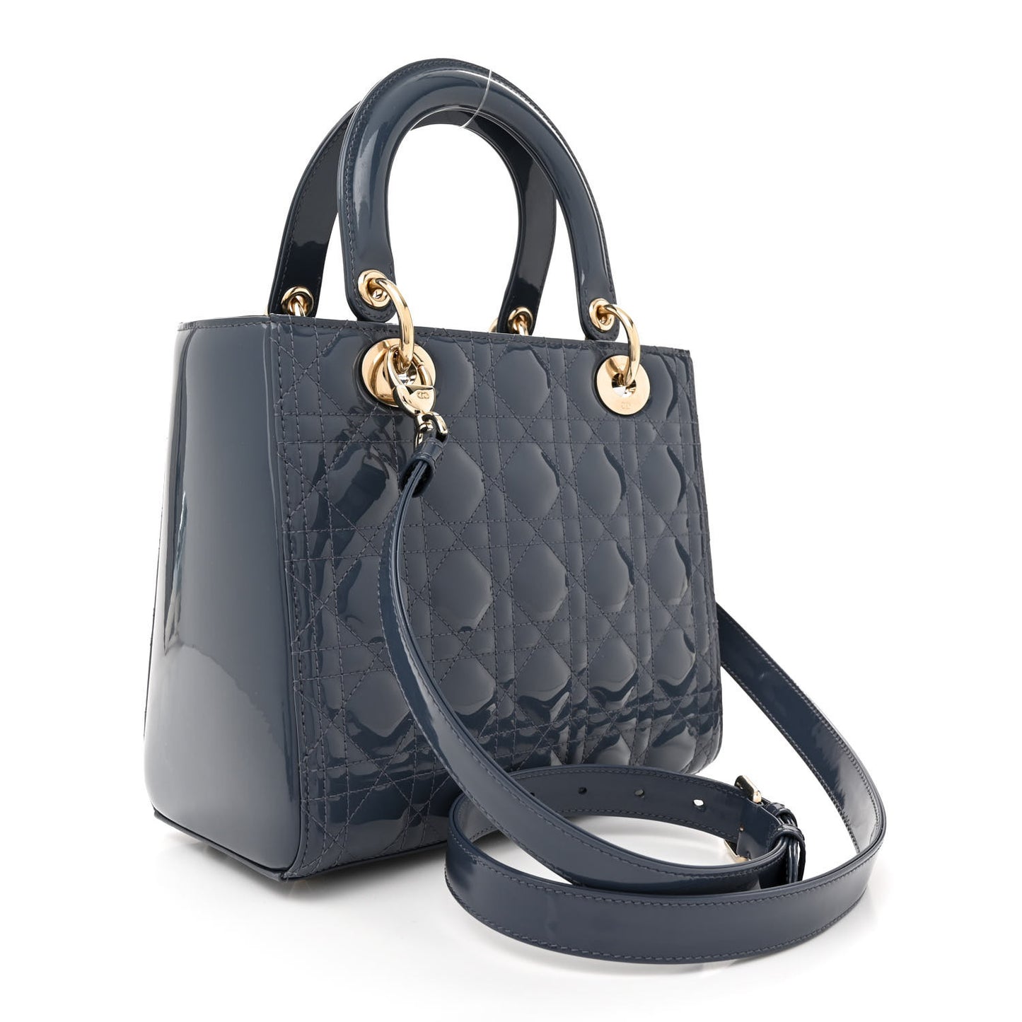 Patent Cannage Medium Lady Dior Cloud Blue