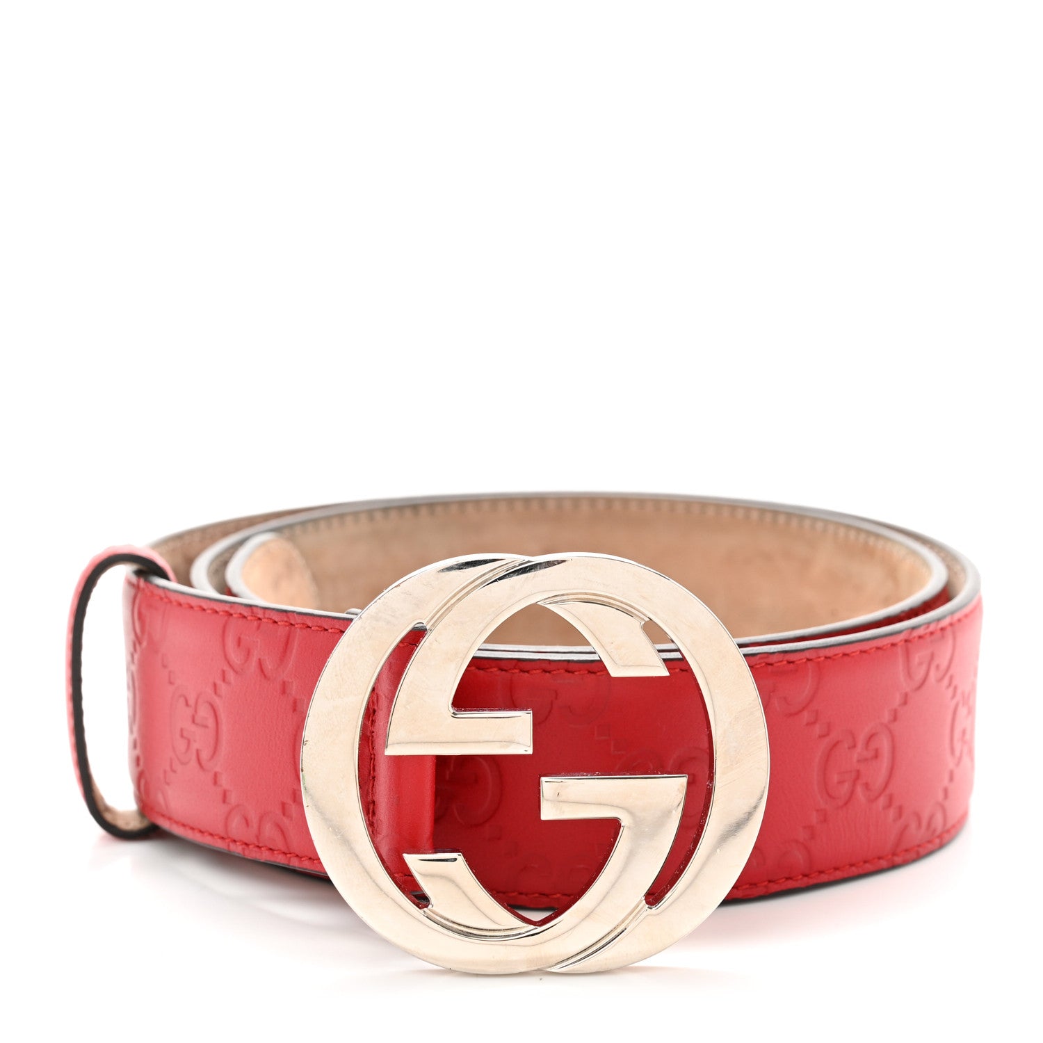 Gucci Guccissima Signature Interlocking G 40mm Belt 95 38 Hibiscus Red 1 of 6