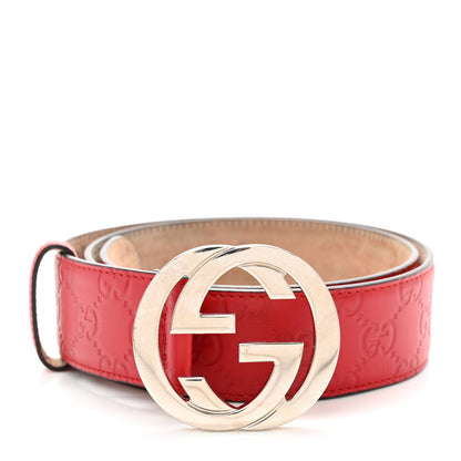 Gucci Guccissima Signature Interlocking G 40mm Belt 95 38 Hibiscus Red 1 of 6