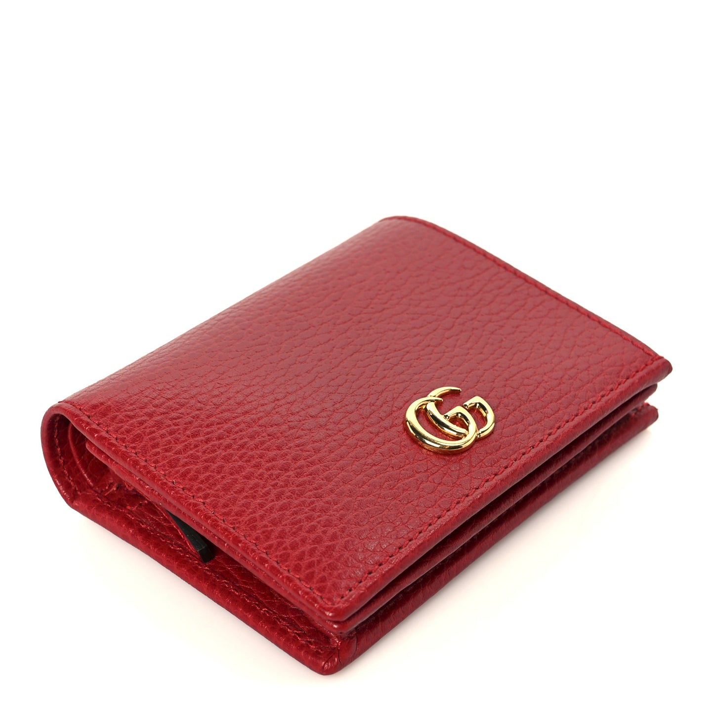 Dollar Calfskin GG Marmont Card Case Hibiscus Red