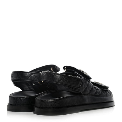 Chanel Grained Calfskin Velcro Dad Sandals 37 Black 4 of 10