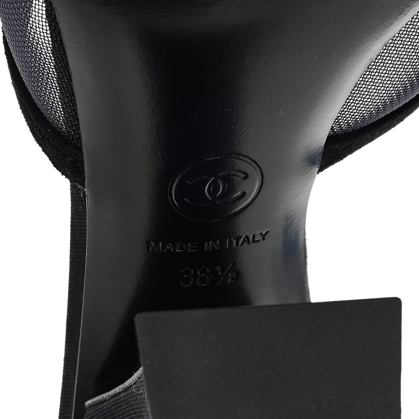 Mesh Suede Calfskin Pearl Mule 38.5 Black