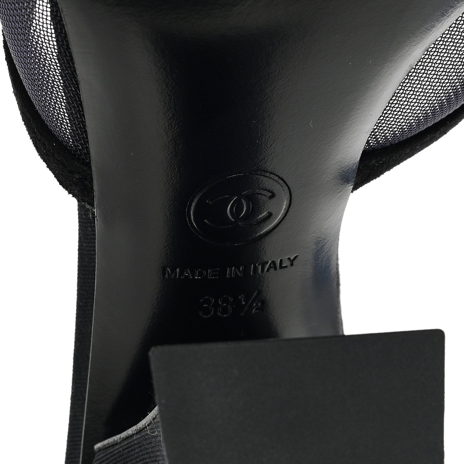 Chanel Mesh Suede Calfskin Pearl Mule 38.5 Black 6 of 7