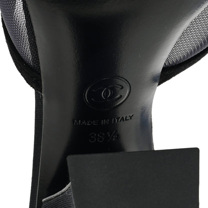 Chanel Mesh Suede Calfskin Pearl Mule 38.5 Black 6 of 7