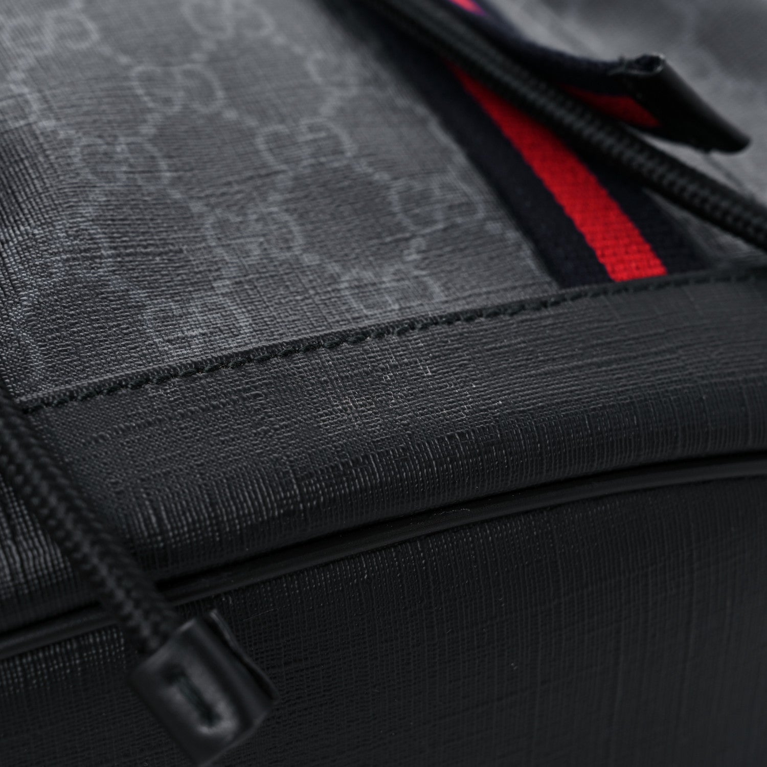 Gucci Soft GG Supreme Monogram Appia Calfskin Web Double Buckle Backpack Black 10 of 12