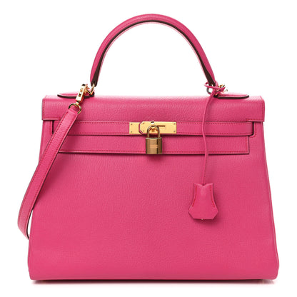 Hermes Chevre Mysore Kelly Retourne 32 Rose Shocking 1 of 10