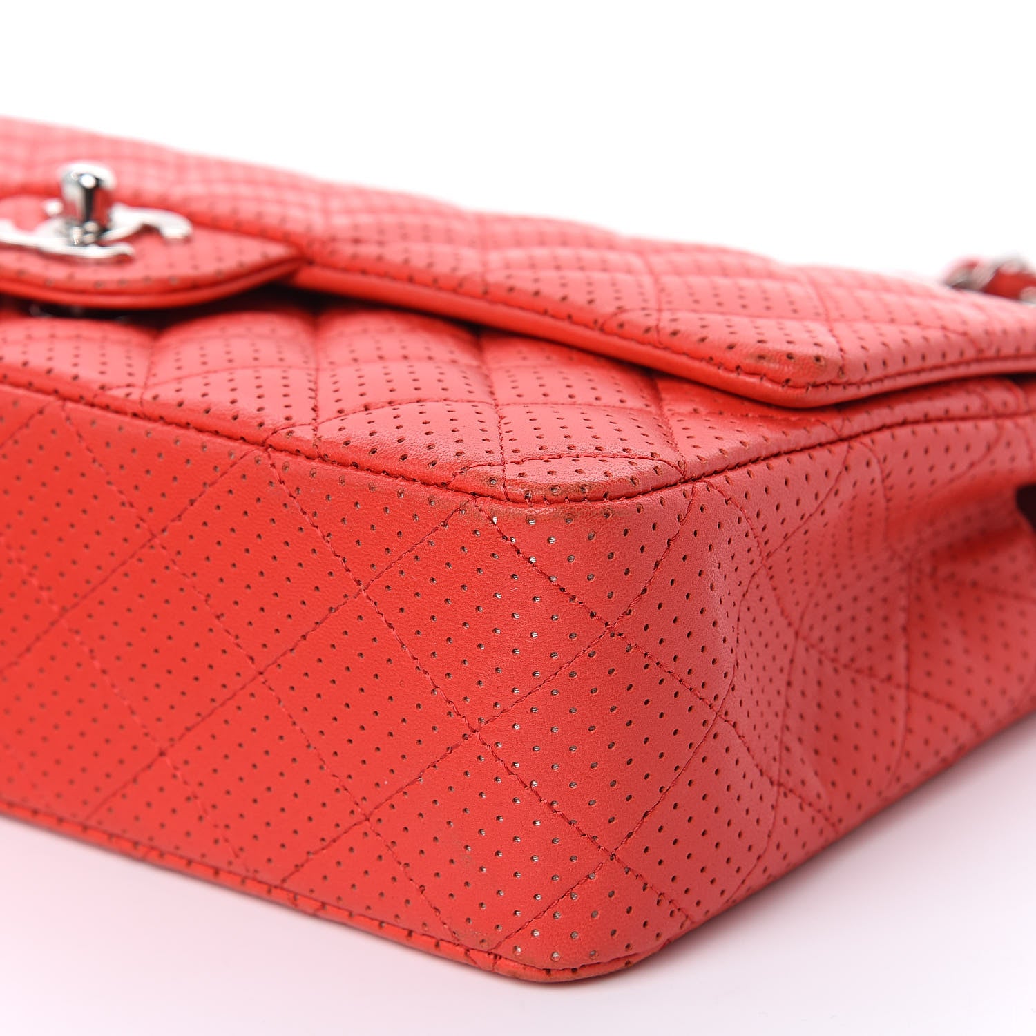 Chanel Lambskin Perforated Medium Flap Red 9 of 13