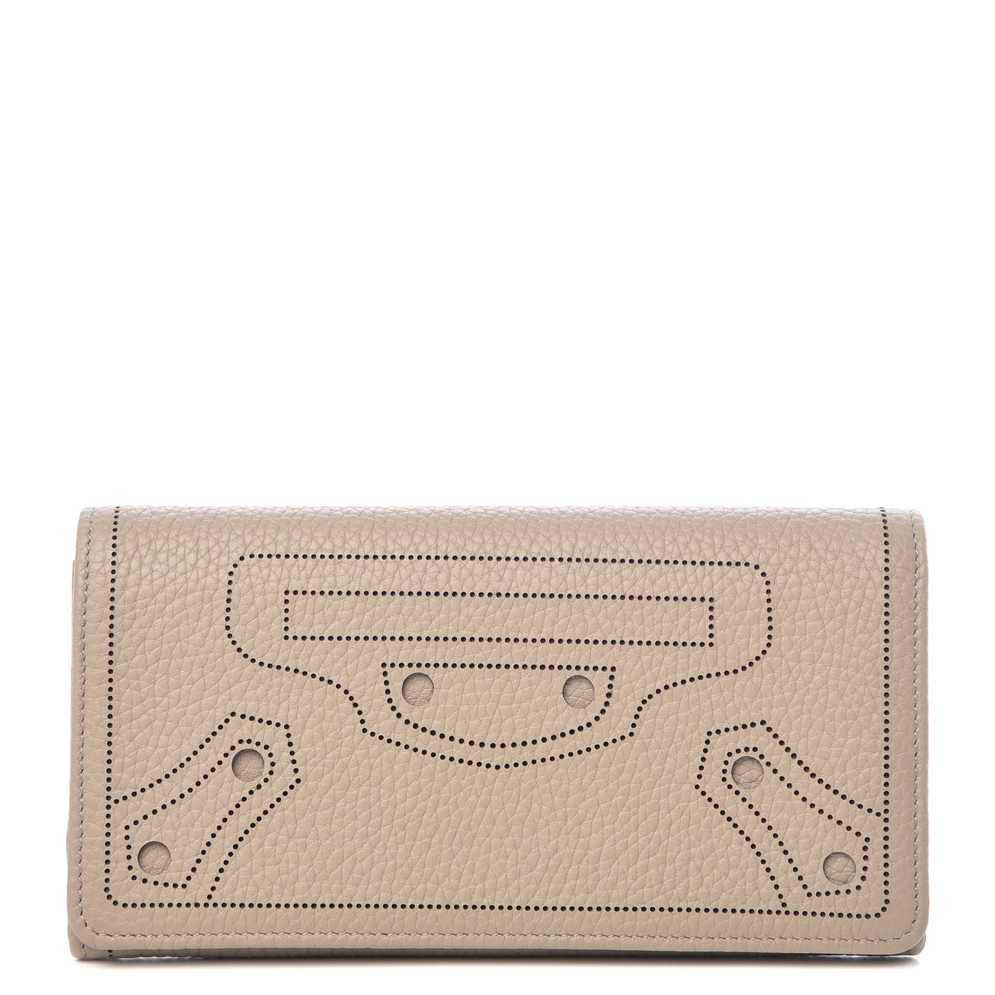 Veau Grana Perforated Blackout Hardware Money Wallet Gris Cendre