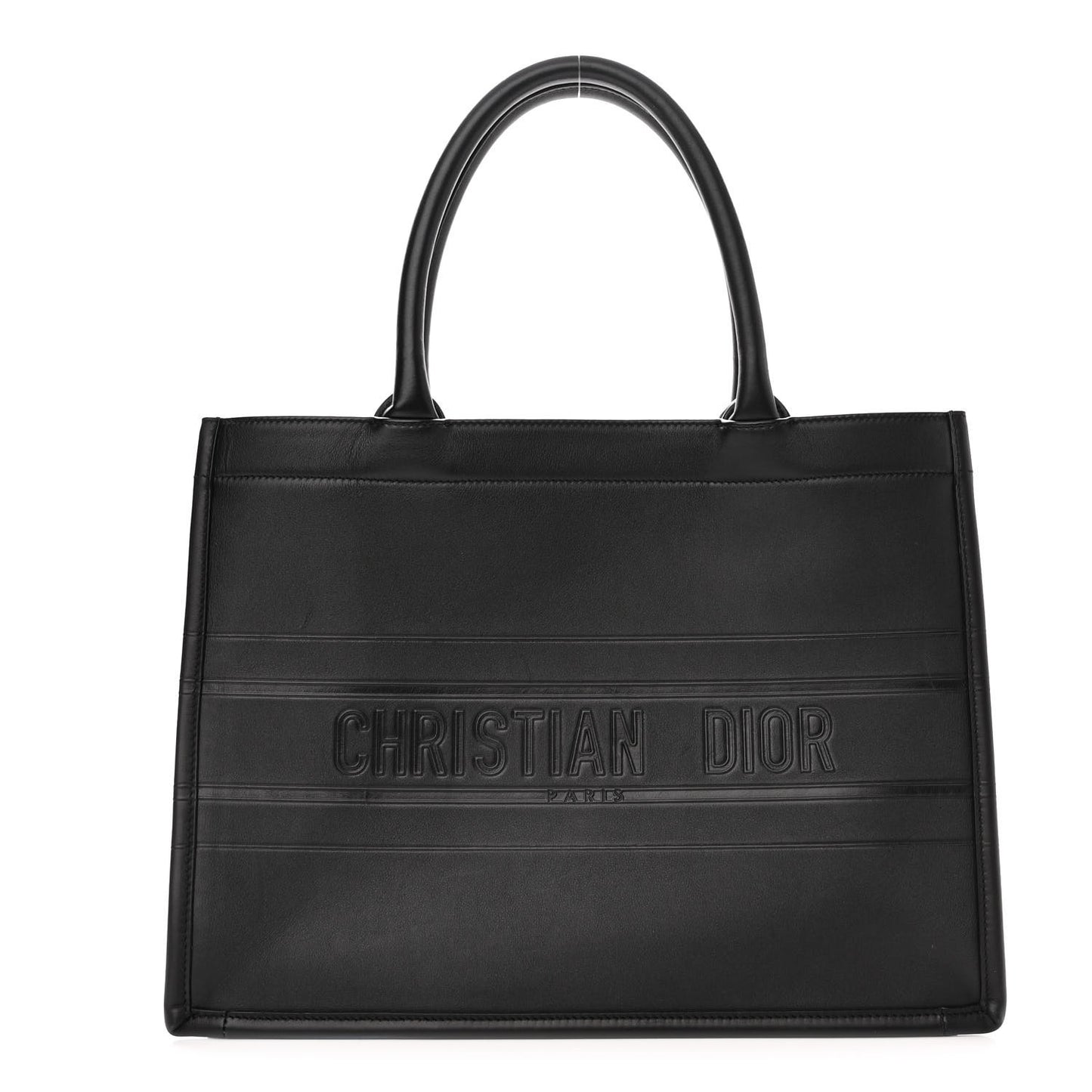 Calfskin Embossed Medium Book Tote Black