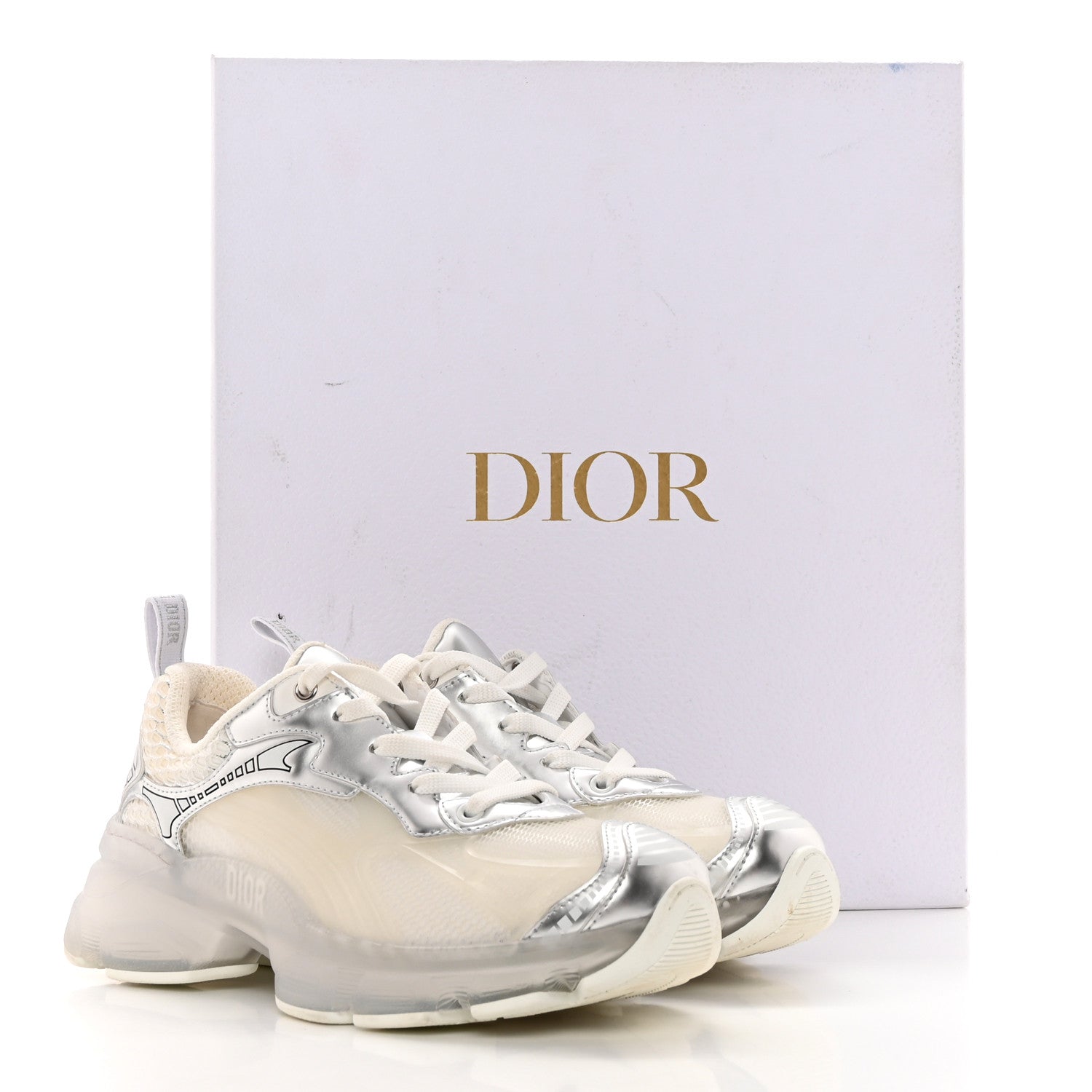 Christian Dior Matte Technical Fabric Mesh Dior Vibe Sneakers 36 White Silver 18 of 18