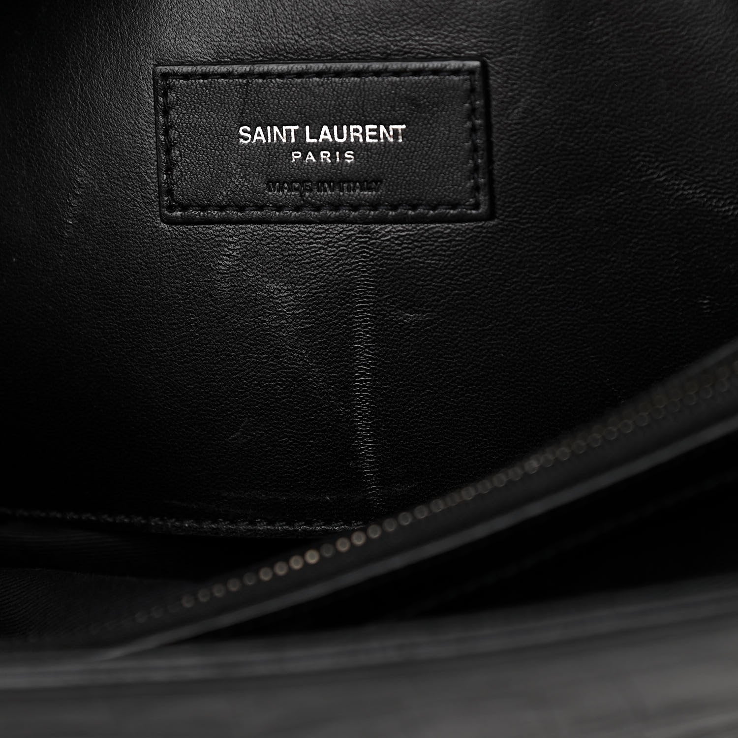 Saint Laurent Calfskin Crocodile Embossed Medium West Hollywood Monogram Fold-Over Black 13 of 13