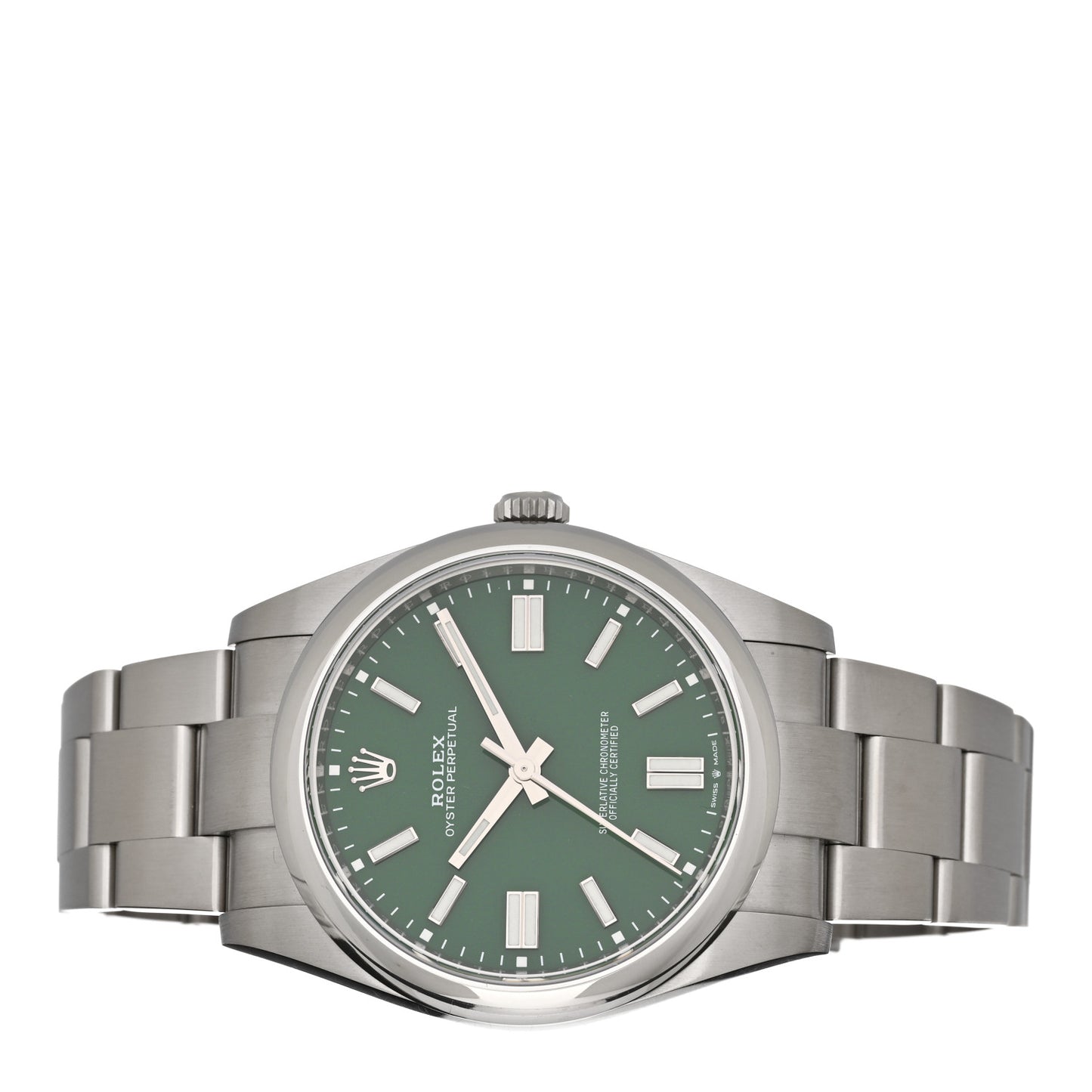Stainless Steel 41mm Oyster Perpetual Watch Green 124300