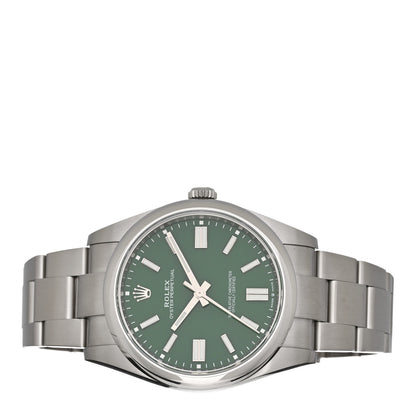 Rolex Stainless Steel 41mm Oyster Perpetual Watch Green 124300 2 of 5