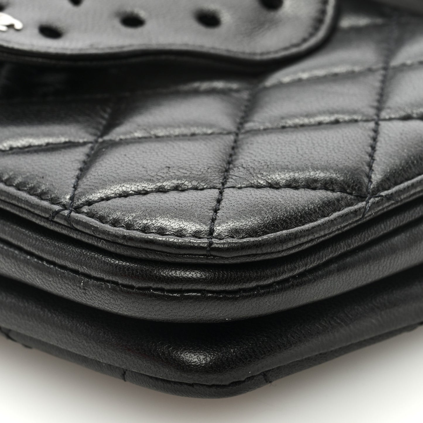 Lambskin Quilted Butterfly Clutch With Chain Black
