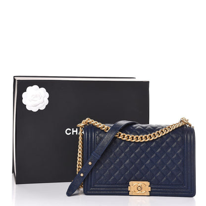 Chanel Caviar Quilted New Medium Boy Flap Navy 8 of 8