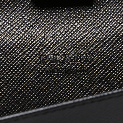 Prada Saffiano Metal Large Zip Around Travel Wallet Black Rubino 8 of 11