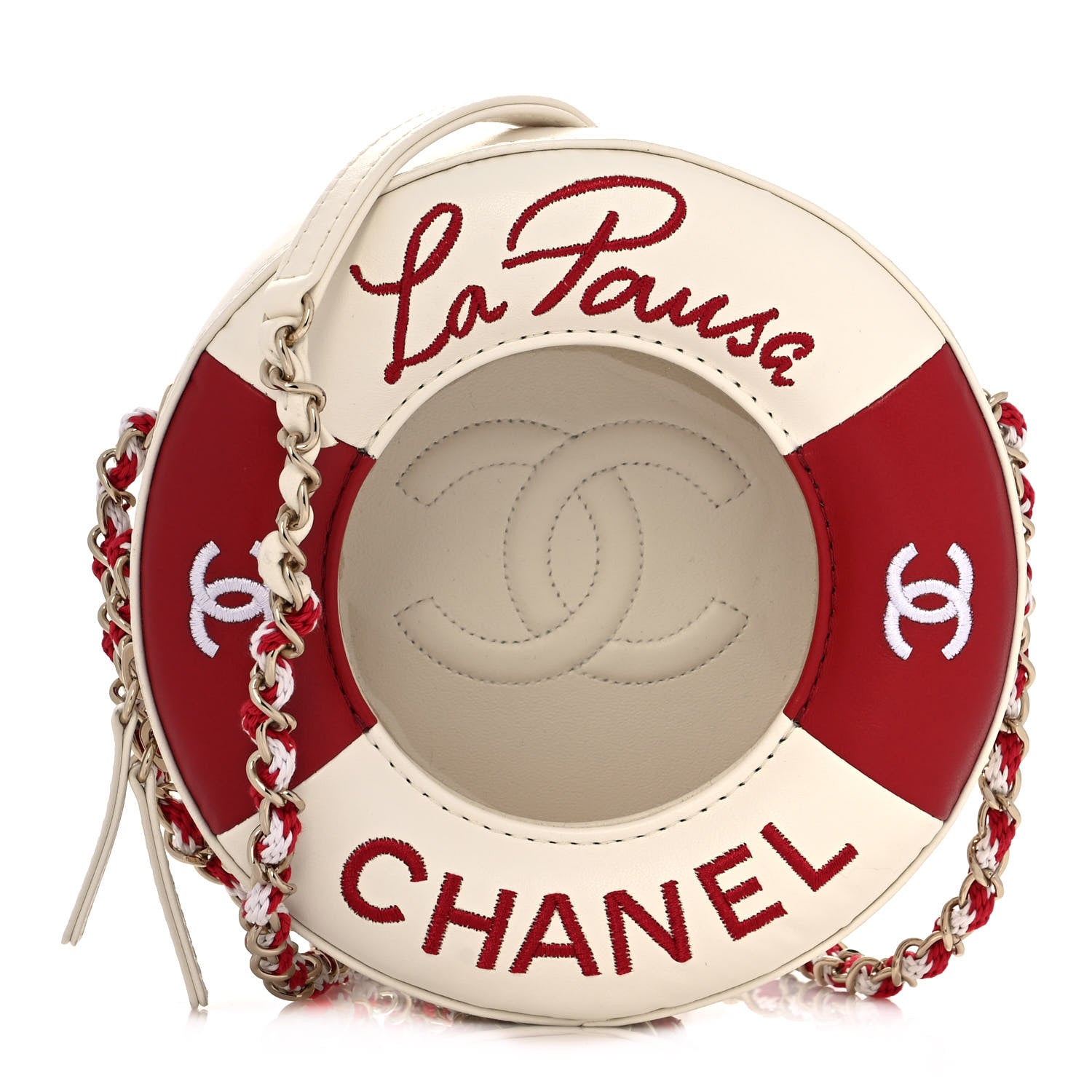 Chanel Lambskin Coco Lifesaver Round Bag Red White 1 of 11