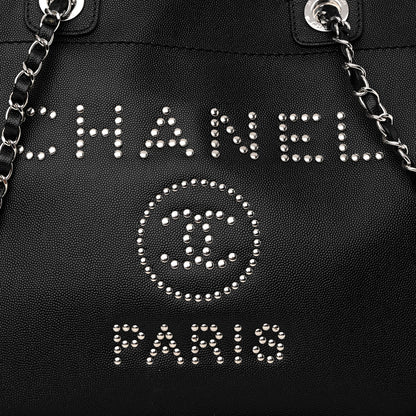 Chanel Caviar Small Studded Deauville Tote Black 8 of 13