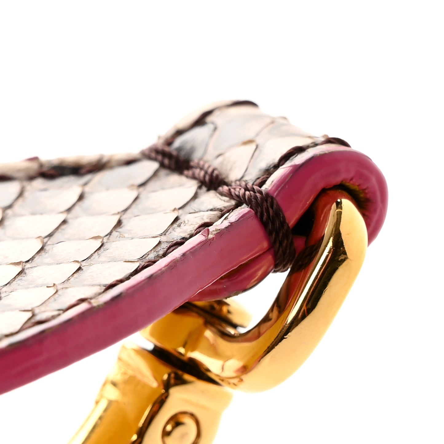 Shiny Snakeskin Vitello Dolce Strap You Purple Yellow