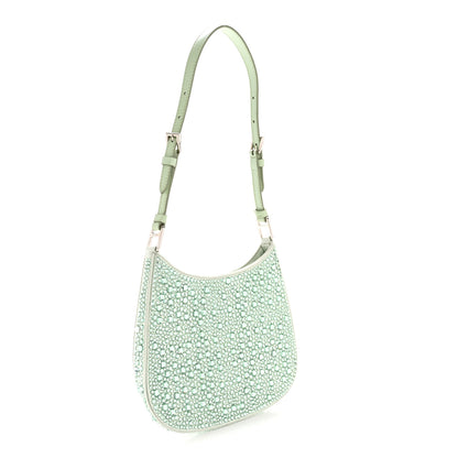 Prada Satin Crystal Cleo Adjustable Strap Shoulder Bag Acqua 3 of 11