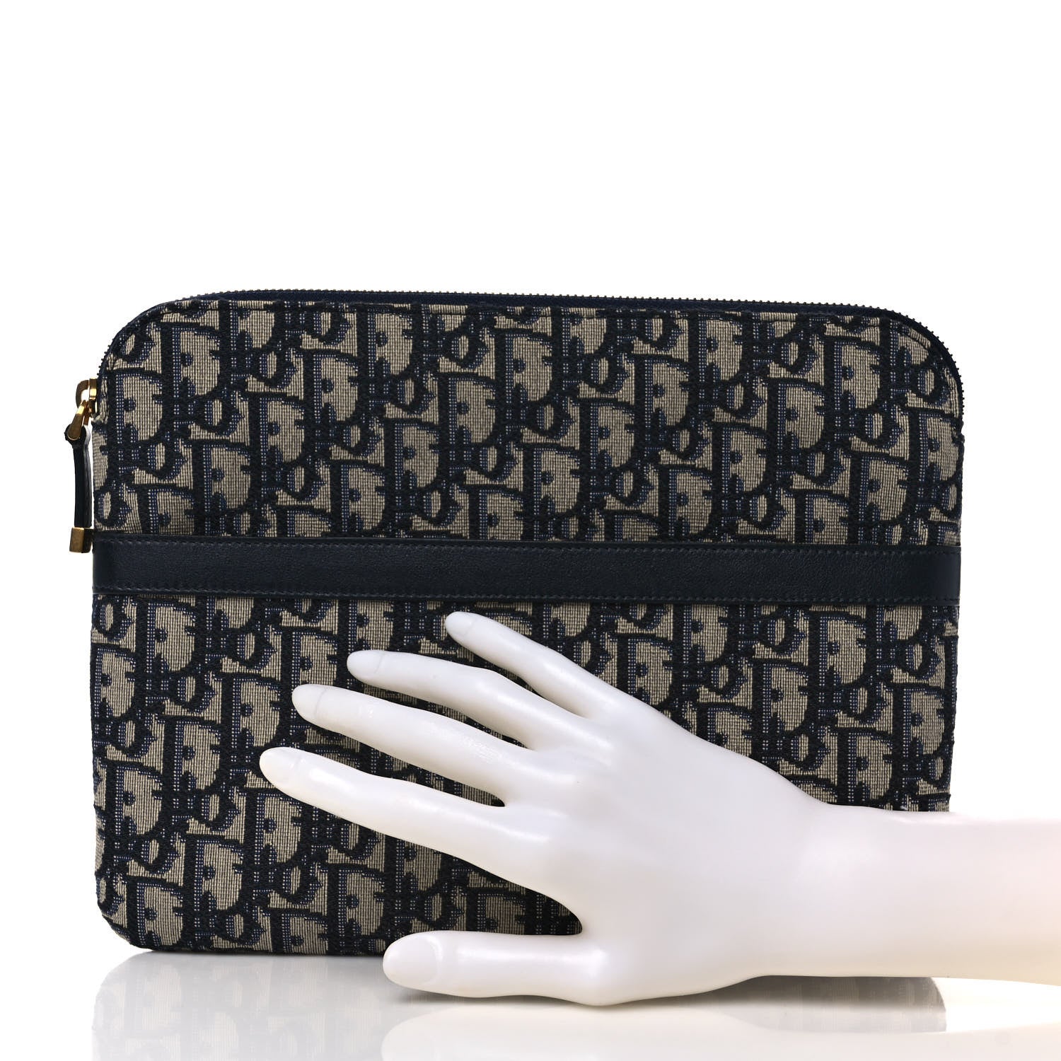 Christian Dior Oblique Pouch Clutch Blue 2 of 7