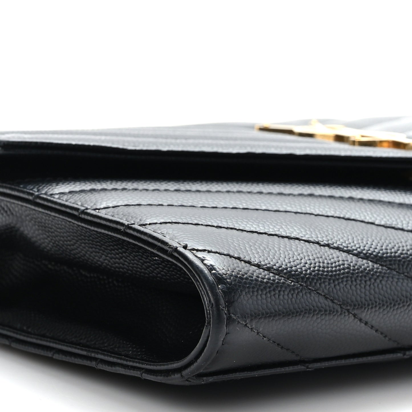 Grain De Poudre Matelasse Chevron Monogram Envelope Clutch Black