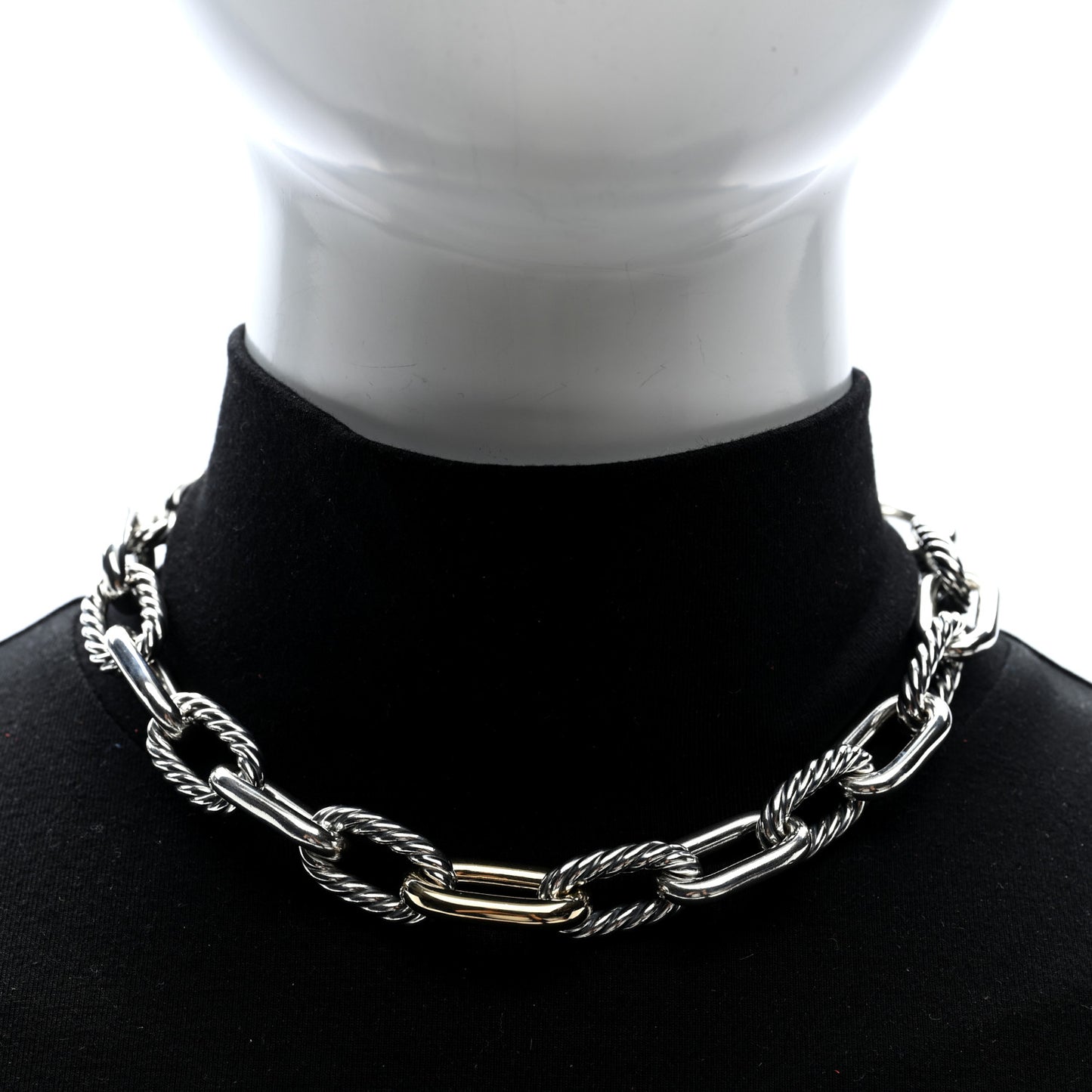 Sterling Silver 18K Yellow Gold 13.5mm Madison Link Necklace