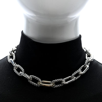 David Yurman Sterling Silver 18K Yellow Gold 13.5mm Madison Link Necklace 2 of 4