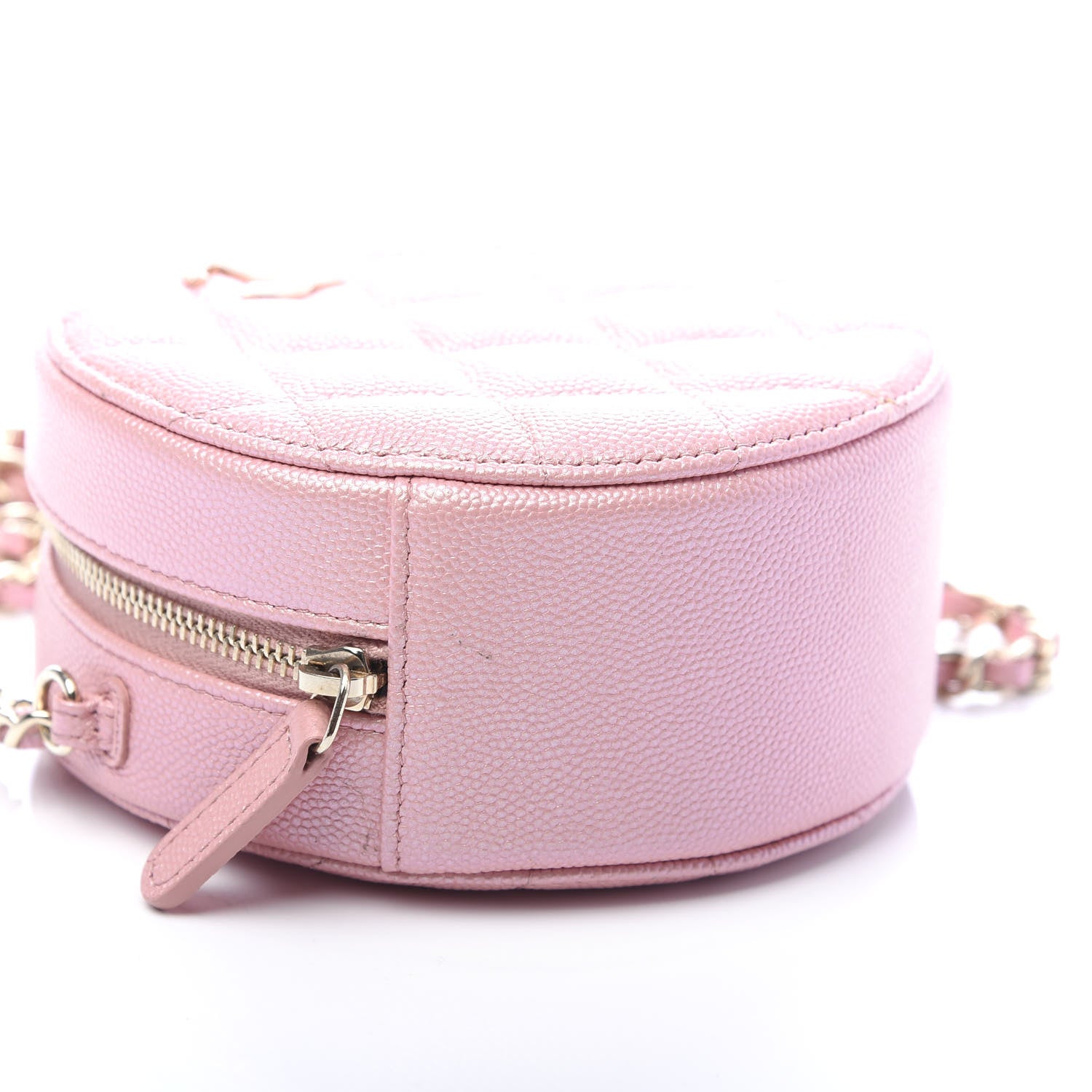 Chanel Iridescent Caviar Resin Quilted Round Clutch With Chain Pink 8 of 9