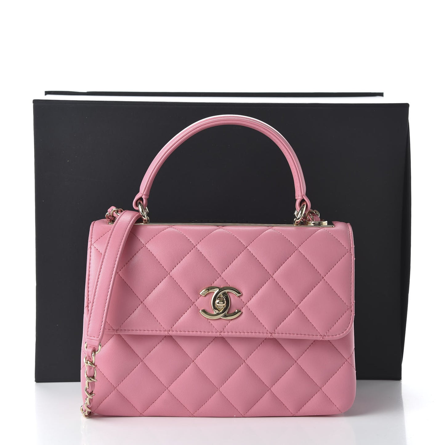 Lambskin Quilted Small Trendy CC Flap Dual Handle Bag Pink