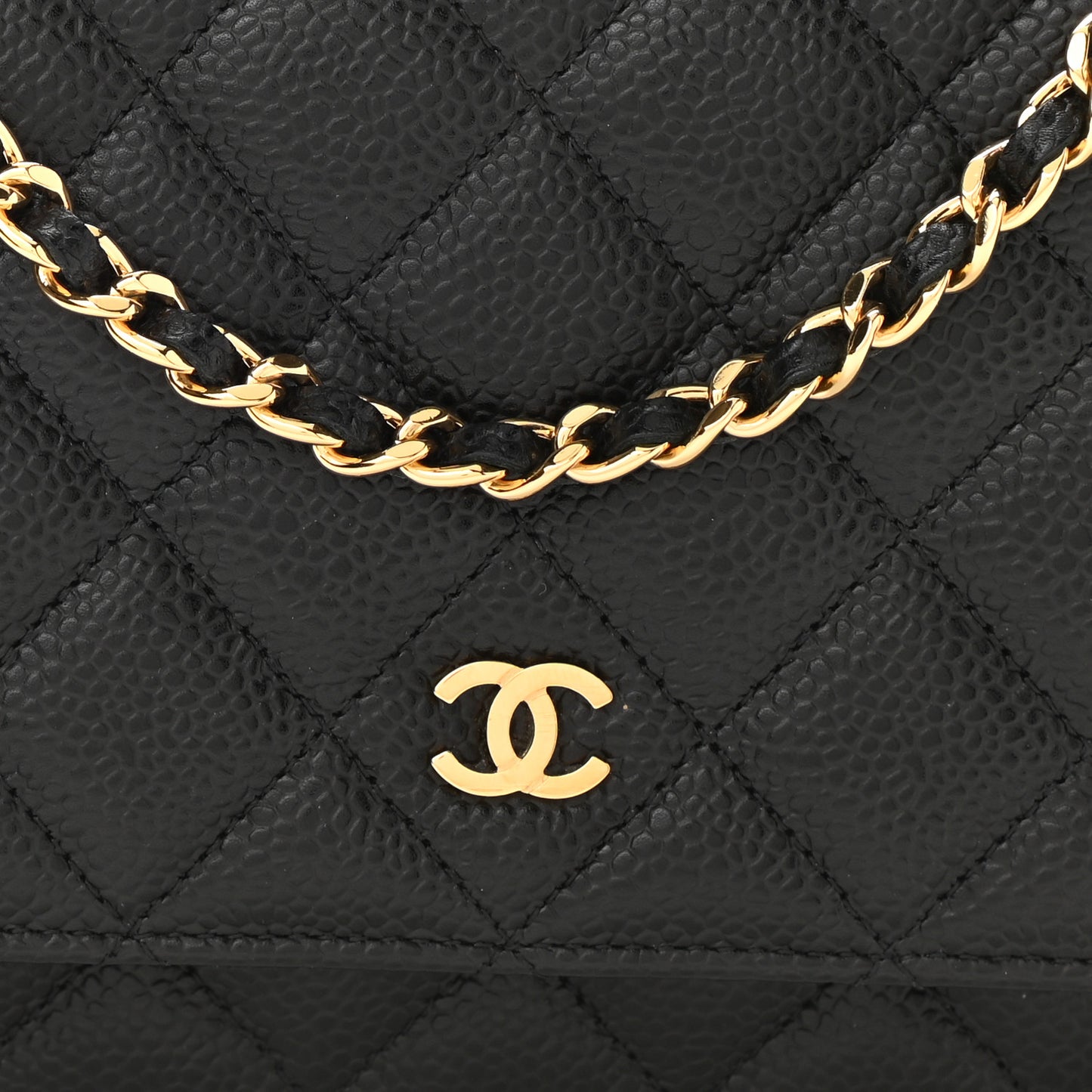Caviar Quilted Wallet On Chain WOC Black