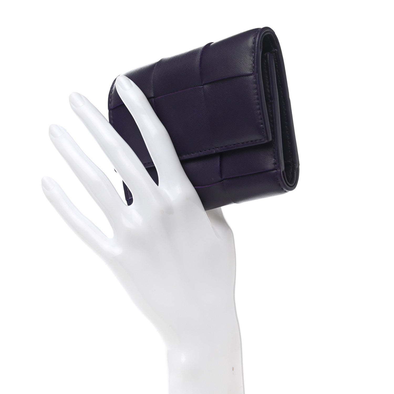 Bottega Veneta Nappa Maxi Intrecciato Trifold Zip Wallet Grape 2 of 6