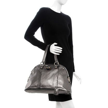 Saint Laurent Metallic Calfskin Large Muse Gunmetal 2 of 7