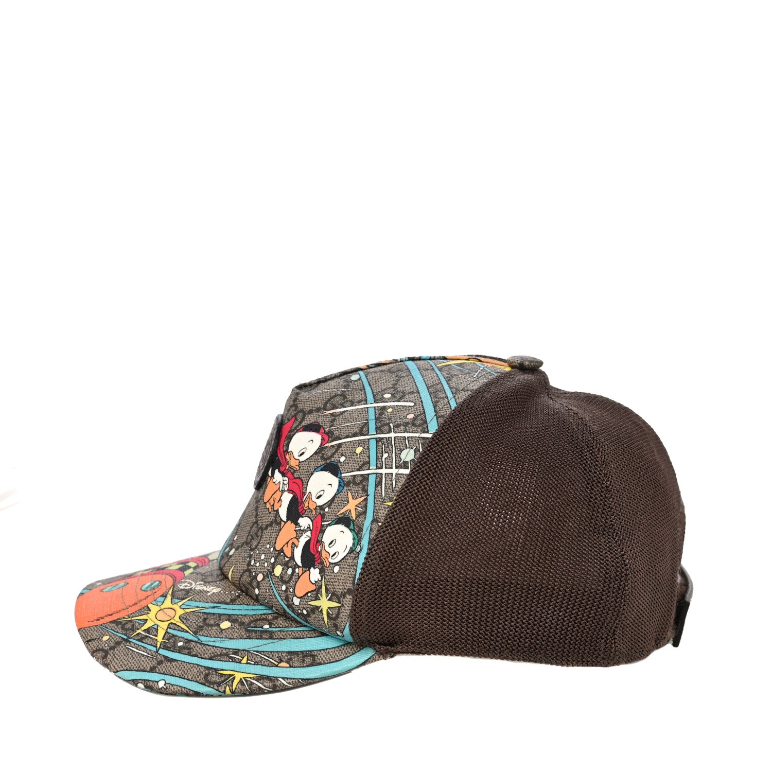 Gucci X DISNEY GG Supreme Monogram Donald Duck Baseball Hat L Beige Multicolor New Acero 2 of 7