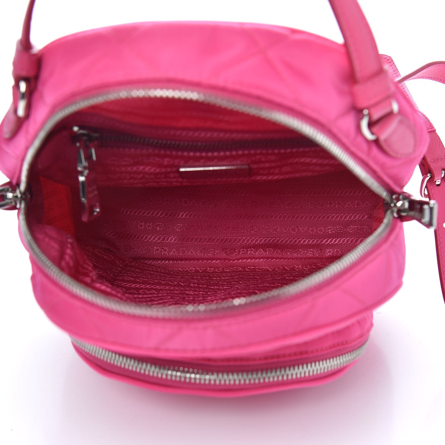 Nylon Tessuto Impuntu Quilted Backpack Fuxia