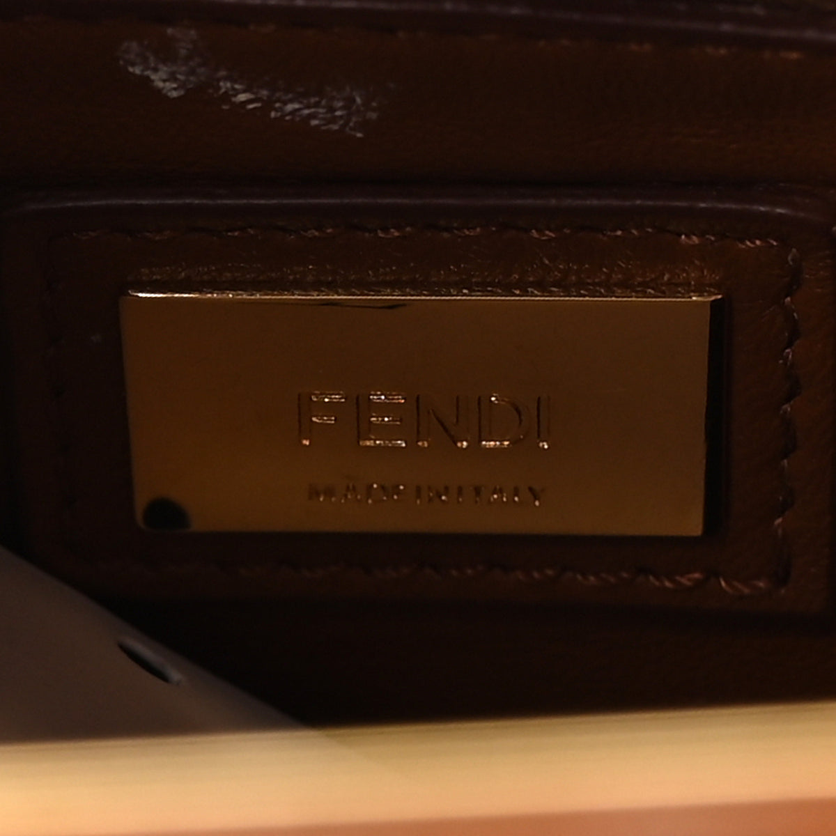 Fendi Chamois Karung Shiny Nappa Mini Pocket Peekaboo Iconic Satchel Cuoio Caramello 6 of 9
