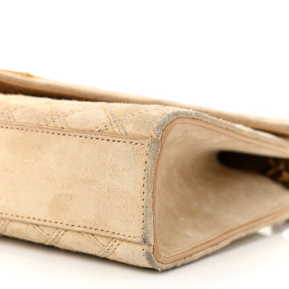 Saint Laurent Suede Mixed Matelasse Triquilt Medium Monogram Envelope Satchel Sea Salt 10 of 12