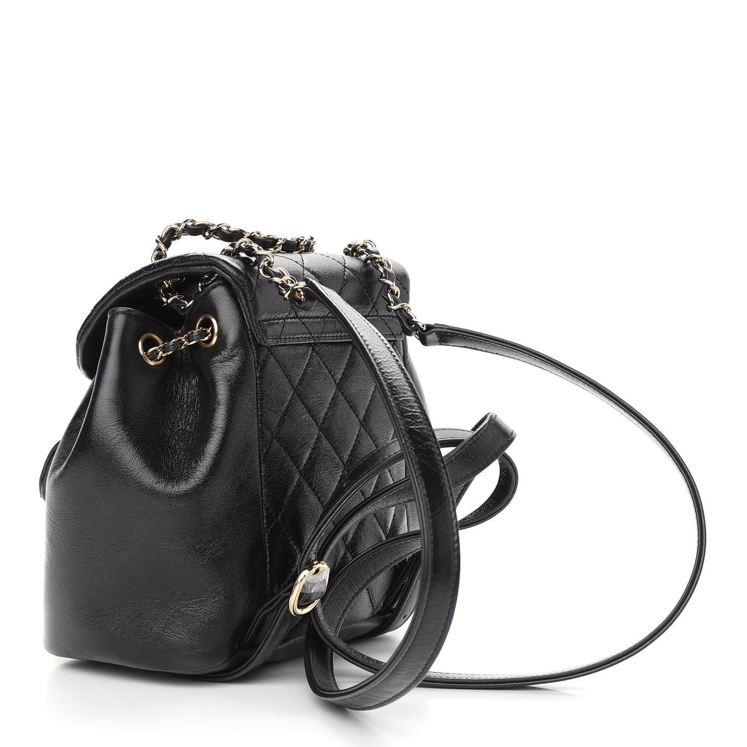 Chanel Glazed Aged Calfskin Quilted Small Duma Drawstring Backpack Black 3 of 9